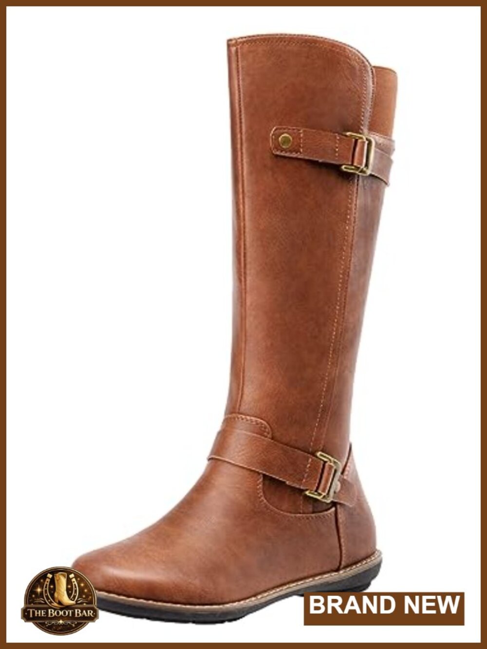 Women's Knee High Flat Riding Boots Faux Leather Side Zipper Tall Boots